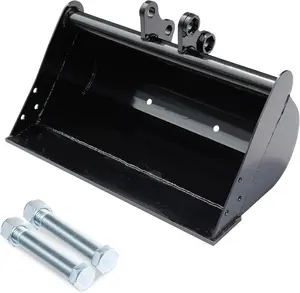 Mini Excavator Attachment, Plain Bucket for Loading Sand, Soil, Ditch Cleaning Flat Bucket Attachment, No Teeth Flat Backhoe Bucket, Smooth Surface Excavator Accessories