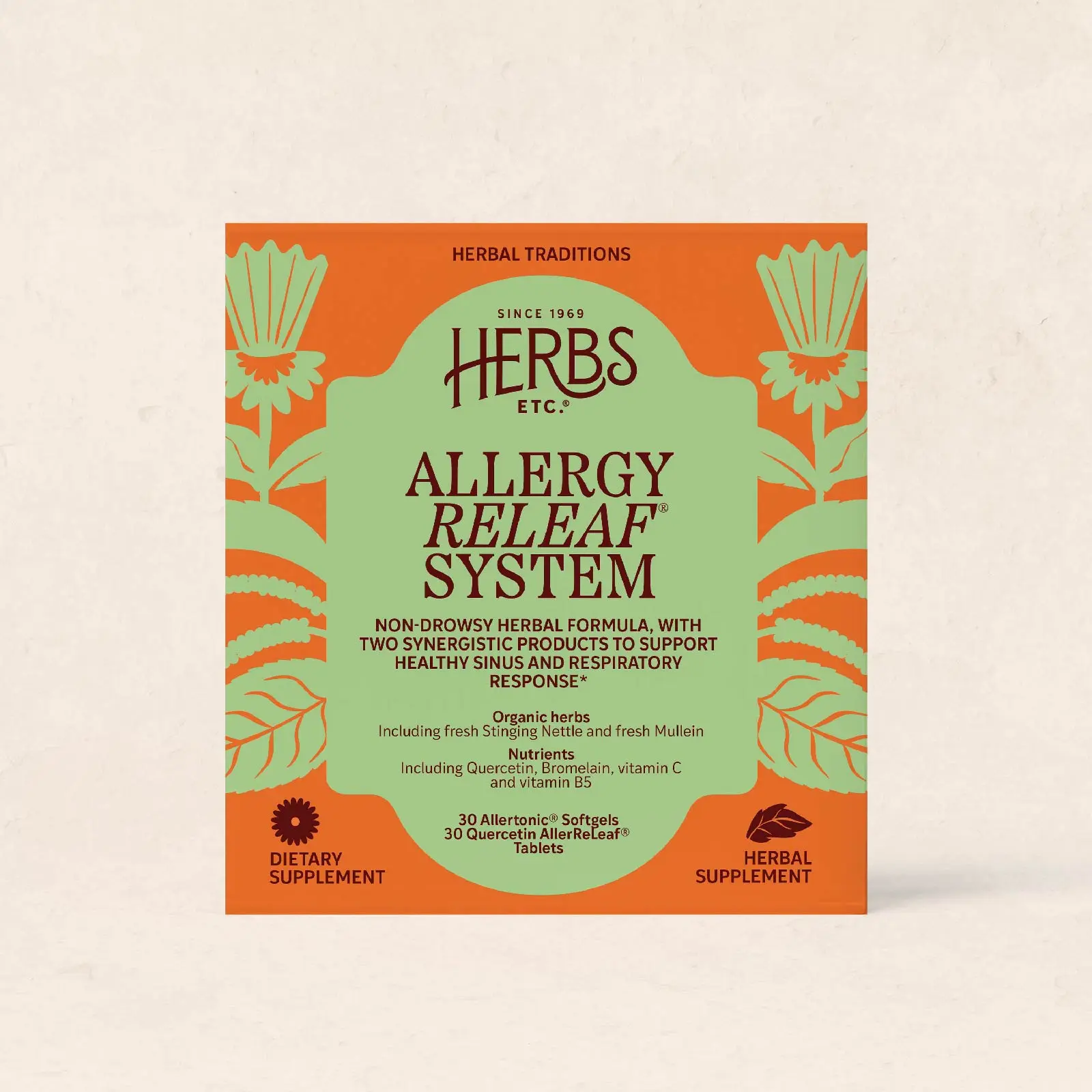 Herbs Etc. Allergy ReLeaf System - Seasonal Discomfort Supplement - Provides Support for Sneezing & Itchy Eyes - Supports Sinus Function - 30 Softgels (30 Servings)