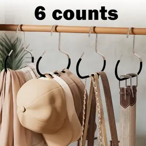 6 Counts Hat Organizer, Durable  Steel Hangers with Reinforced Edges for Long-Term Use Stainless