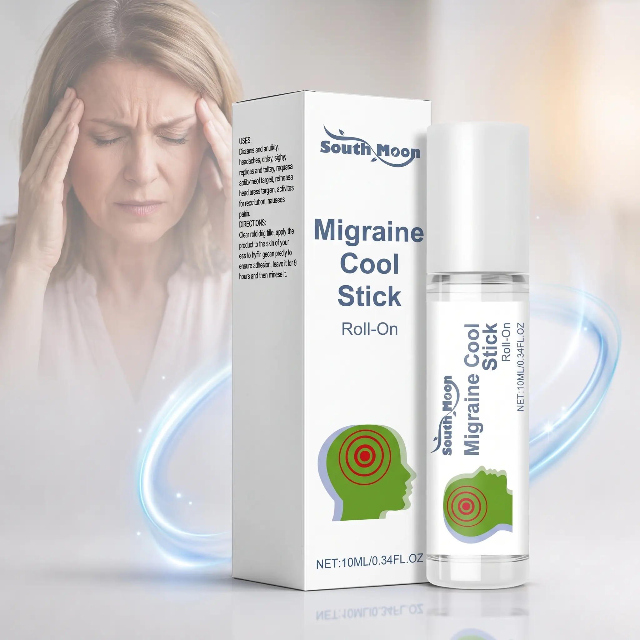 10ml Natural Peppermint Cooling Roll-On Stick - Wellness Migraine Aid with Pure Oils, Portable Self-Care Essential for Travel, Daily Head Comfort Routine (Bath & Body, Body Massage Oil)