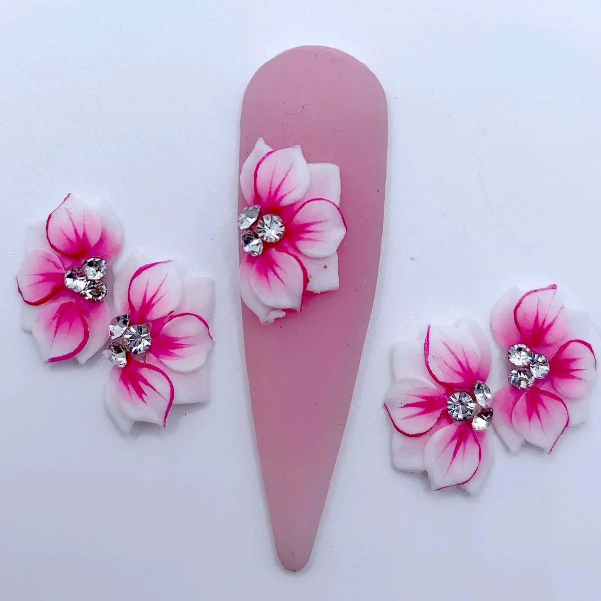 Premade 3D Ombre Pink acrylic flower nail charms nail art