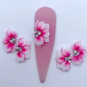 Premade 3D Ombre Pink acrylic flower nail charms nail art
