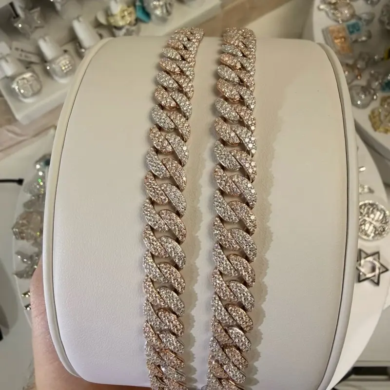 Unisex Modern 8.6ctw 10mm 2-Tone Sterling Silver Moissanite Cuban Link Bracelet for Adults, Anytime Wear, Any Season, Multicolor, Available in 7.5” or 8” Lengths