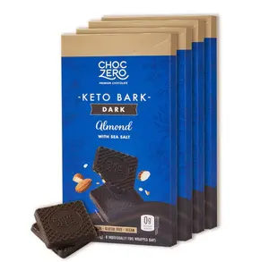 ChocZero Keto Bark Dark Chocolate Almonds with Sea Salt, Low Carb Snack, All Natural, 3.2 Ounce (Pack of 4) - Dessert