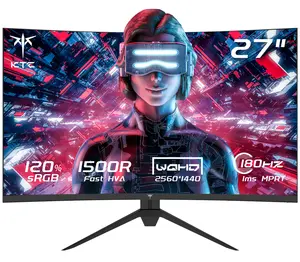 KTC 27" 2K 180Hz HVA 1500R Curved Gaming Monitor, 144Hz, GTG 1ms, 5000:1 contrast Ultrawide PC Monitor, FreeSync Premium/G-Sync, DisplayPort/HDMI/USB, Vesa/Wall Mount Computer Monitor, 3-year warranty,H27S17