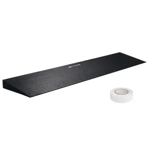 【fathersdaygift】VEVOR 1.6" Rise Cuttable Threshold Ramp for Sweeping Robot, 35.4" Wide Natural Rubber Wheelchair Ramp, Non-Slip Solid Rubber Ramp with Double-Sided Tape for Doorways, Driveways, Bathroom, Smooth Tile