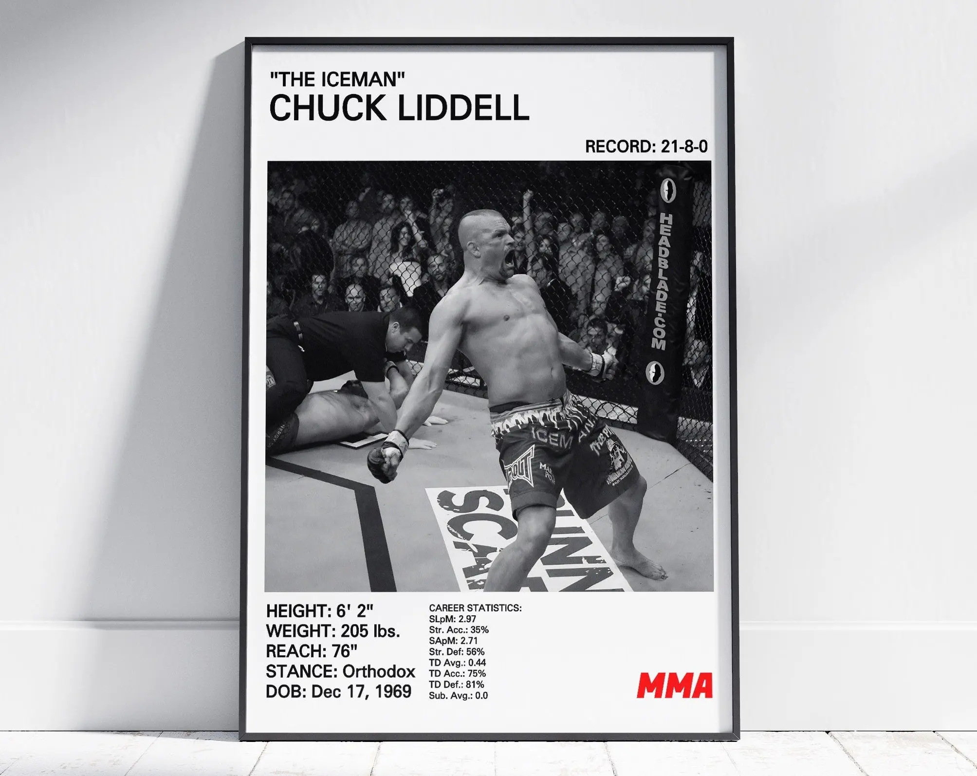 Chuck Liddell Poster, UFC Hall Of Famer, MMA Print, The Iceman