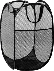 Pop Up Hamper - 1 PCS Mesh Laundry Hamper, Premium Pop Up Design, Foldable Popup Mesh, Black, Ideal for Laundry Storage