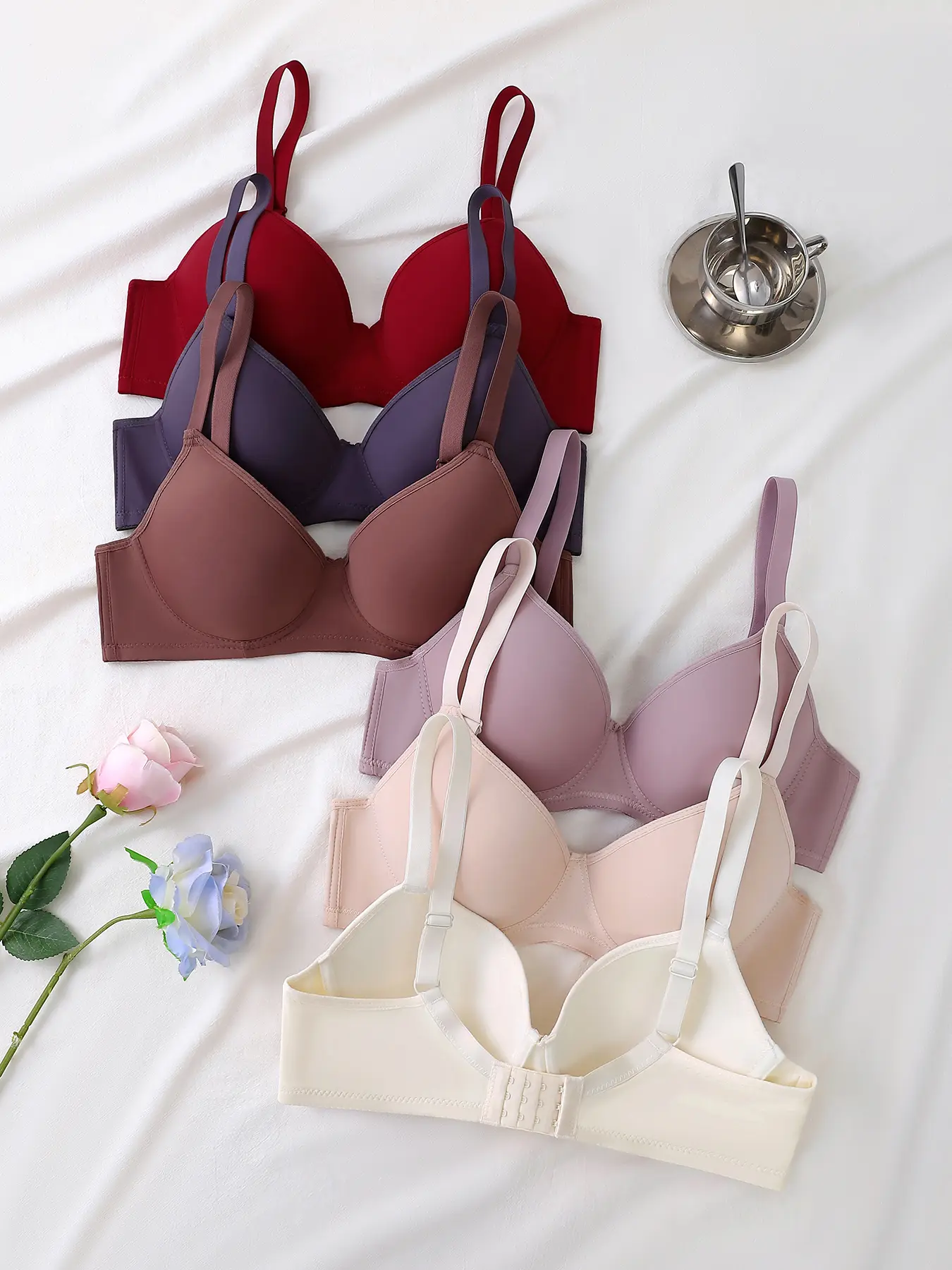 6pcs Ultra-Soft Seamless Push Up Bras - ComfortableCasual AttireSupportive T-shirt Intimates for Women -Versatile Value Set in SimpleStyle