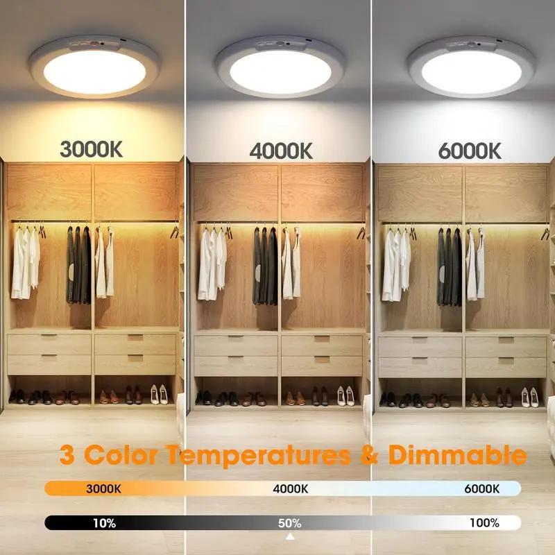 Rechargeable Motion Sensor Ceiling Light with Remote 4pcs Magnetic Wireless Battery Powered for Closet Shower Stairs Shed Hallway Porch Patio Easy Install