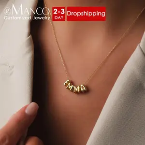 3D Bubble Letter Necklace For Girlfriend Personalized Custom Balloon Initial Jewelry Christmas Valentine's Day Gift