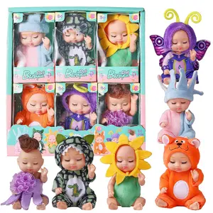 Lifelike Themed Miniature Baby Dolls - 10.16cm Plush Cloth Dolls with Animal Outfits (1pc/6pcs), Toys for Kids Ages 3+, Perfect Small Birthday Gifts