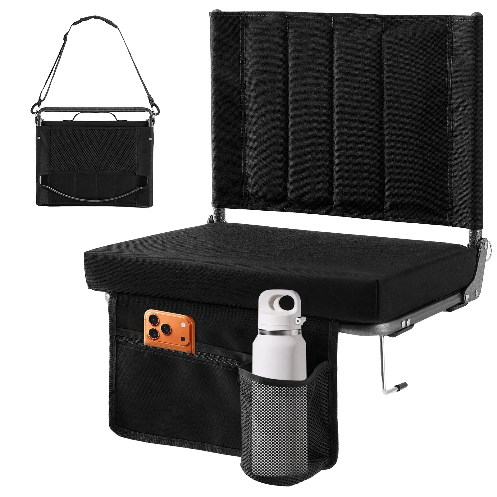 Sport beats Stadium Seats with Back Support Bleacher Chairs with Back and Cushion Thick Padded Bleacher Seats Includes Shoulder Strap