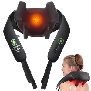 Neck Massager with Heat, Cordless 6D 6 Massage Nodes Shoulder Massager with Heat, Neck and Shoulder Massager, Shiatsu Back Shoulder and Neck Massager for Traps, Leg and Body, Gift for Mother Women Men