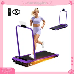 [2026 Hot Iteml] Electric Folding Treadmill withHandrail, Low-Noise Motor - 265lbs WeightCapacity Spacious Belt Walking Pad, DualShock Absorption, Remote Control & Wheelsfor Easy Moving - Includes Free ResistanceBands and Remote