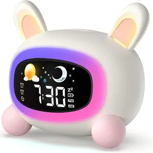 Adorable Rabbit Alarm Clock with Noise, Colorful Night Light, Durable Design, Energy-Saving, Digital Electronic Movement Clock, LED Alarm Clock