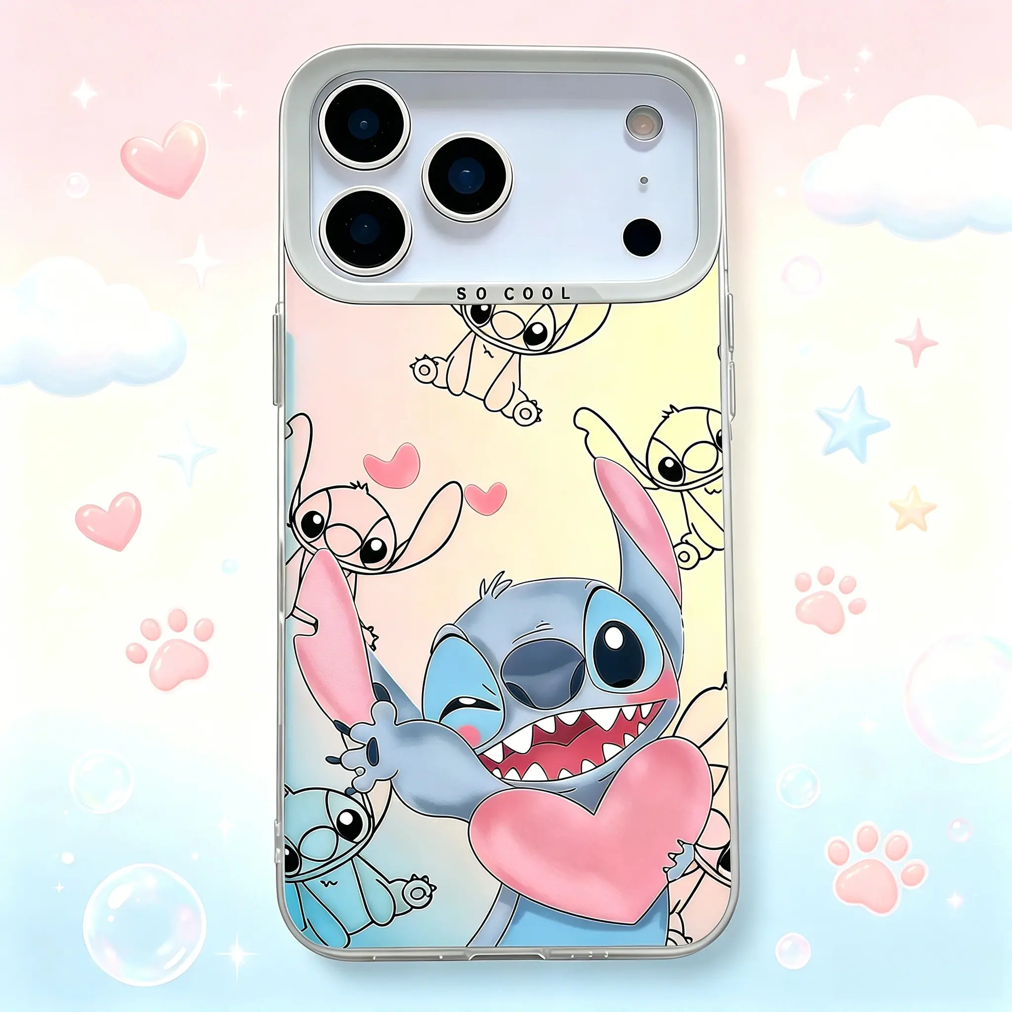Disney Stitch Heart Holographic Phone Case for iPhone with Cute Design and Protective Features for Disney Fans Perfect Fit and Eye-Catching Appearance