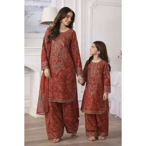 Mohagni MSA2 Mother Daughter Silk Viscose Farshi Shalwar Suit
