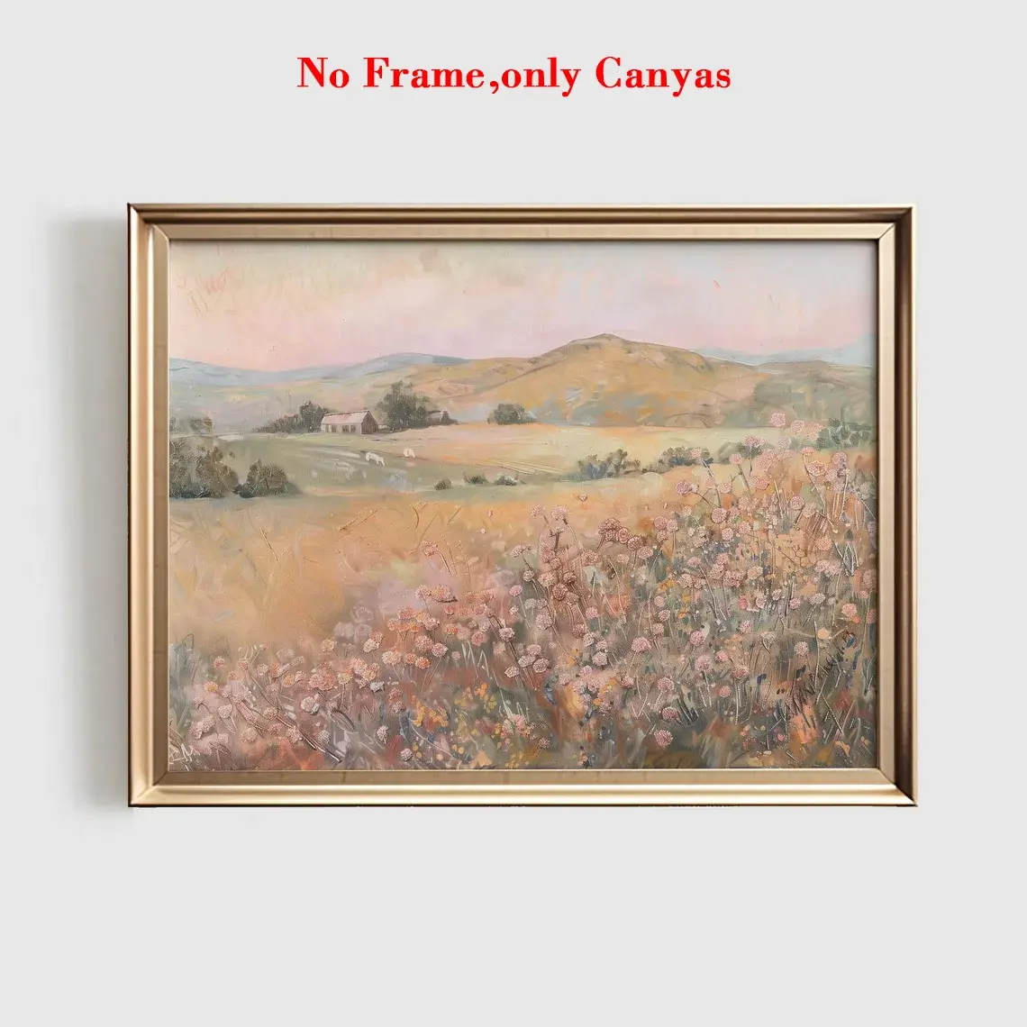 Vintage Wildflower Landscape Print, Unframed Wall Art for Living Room & Bedroom Decor, Nursery Decoration, Farmhouse Style