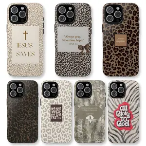 Jesus Saves Leopard Luxe Case- Faith Statement Neutral Glam, Love God Compatible with iPhone 17 16 15 14 13 12 Pro Max, Samsung S25 S24 S23 Ultra, Tough Phone Case