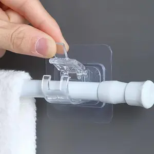 No Drill Shower Curtain Rod Bracket, 2 Counts/set Self-adhesive Curtain Rod Holder, Adjustable Curtain Rod Hanger for Bathroom, Kitchen, Home & Hotel Use, Organiser, Home Goods