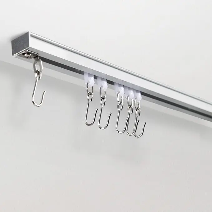 Inovaday High Quality Adjustable Stainless Steel Roller Curtain Hooks - 10-Pack (10 Hooks) for Ceiling Track for Curtains, Room Dividers, Shower Organization, Adjustable Curtain Hooks