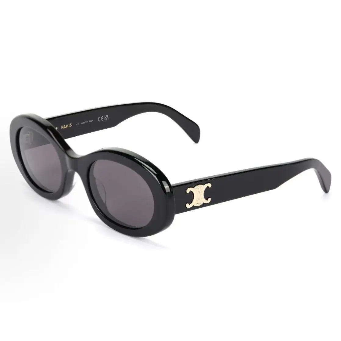 Pre-owned Brand New,Celine CL40194U Triomphe Oval Sunglasses Black
