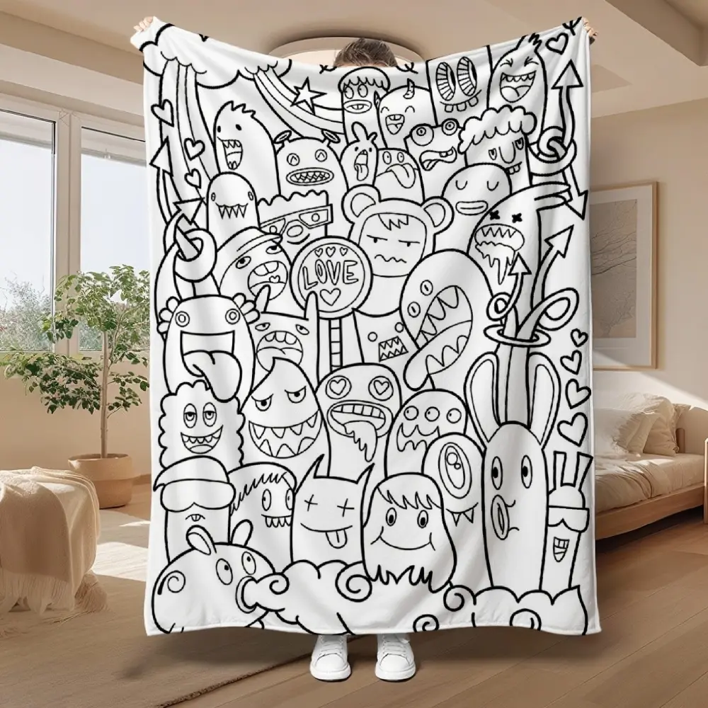 Custom Flannel Fleece Blanket - Colorable, Cozy Blanket Throw with Soft Texture, Retro Look, Multi-Size, Multi-Functional for Indoor Use, Gifting to Loved Ones, Custom Flannel Blanket