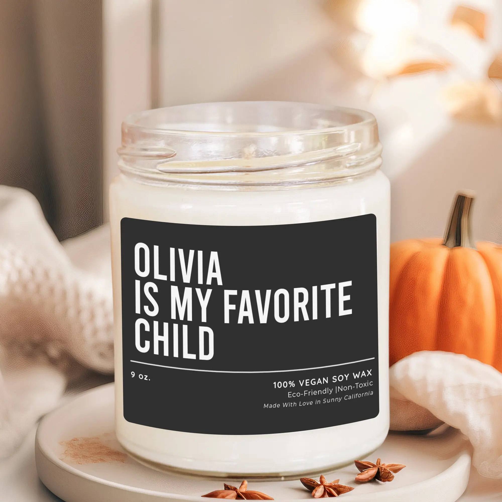 My Favorite Child Candle with Name, Personalized Candle For Dad, Funny Fathers Day Gift, Your Favorite Child Dad Birthday Gift, (PC-4DAD) Decor Glass