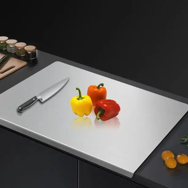 Stainless Steel Chopping Board Non-slip Durable Hygienic Easy Clean Modern Design for Home & Restaurant Unisex，homeessentials