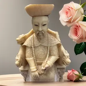 Qianlong Emperor Statue, Large Resin Figurine with Auspicious Clouds for Home Decor