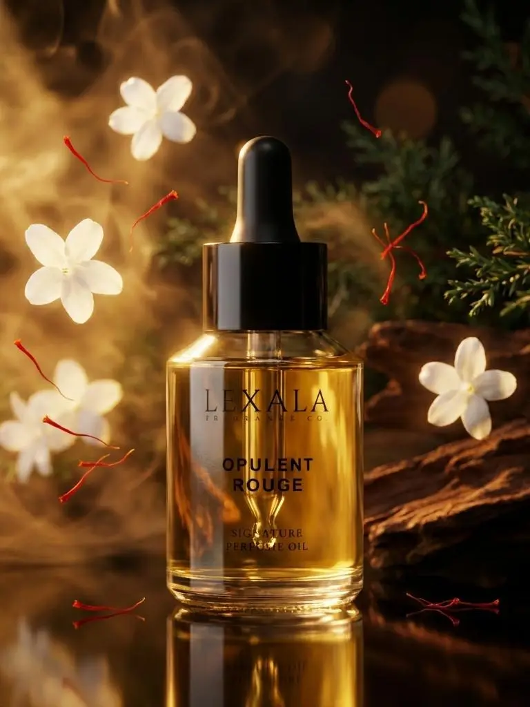 Opulent Rouge Perfume Oil - 30 ml - Unisex Fragrance Oil - Jasmine - Saffron - Fir - Cedar - Amberwood - Ambergris