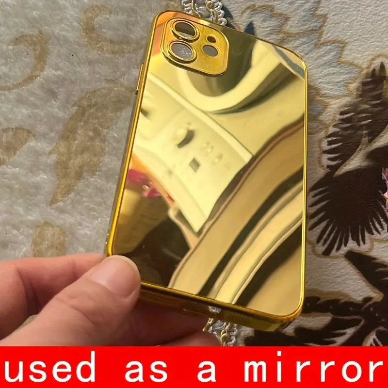 for iPhone 17 16 15 14 13 pro max 12 xs 11 8 Plus Case XR SE3 Case SE2 Mini 7 air Case Gold Mirror Drop Resistant Mirror Makeup phone case Cellphone