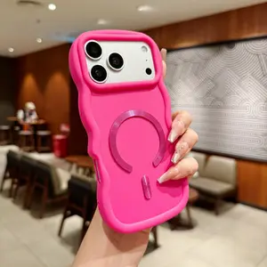 Phone case - Premium Macaron Large Waves Magnetic Phone Case, with magnetic wireless charging function and shock-resistant back cover. Suitable for iPhone 17 Pro Max, Air 16, 15, 14, 13 Pro Max Plus protectors. Designed specifically for 17 Pro Max.
