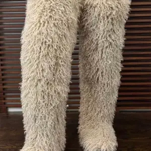 Baddie Fur Boots - Fuzzy thigh high Boots with Unique Design and Comfortable Fit