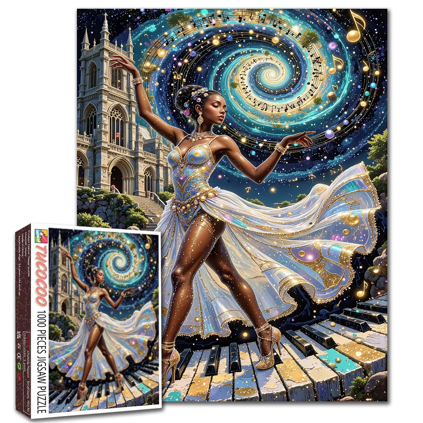 Tucocoo 1000-Piece Celestial Dance Starry Sky Ballet Portrait Art Jigsaw Puzzle, Art Puzzles Gift, Relaxing Gifts for Adults, Seamless Piece Fit, Stress Relief Brain Training Wall Decor (27.5x20in/70x50cm)