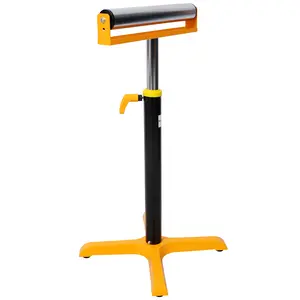 Heavy-Duty Adjustable Single Roller Stand with Sturdy Four-Footed Base & Chrome-Plated Roller for Tools Yellow & Black