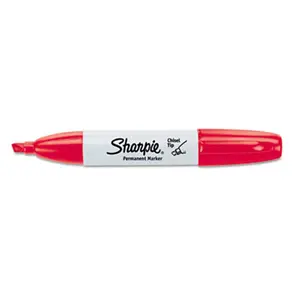 212 MAIN Durable Smear-Proof Permanent Marker, 5.3mm Chisel Tip, Red Waterproof Ink, Anti-Roll Grip, 12-Pack for DIY Scrapbooking & Stamping, Durable Marker