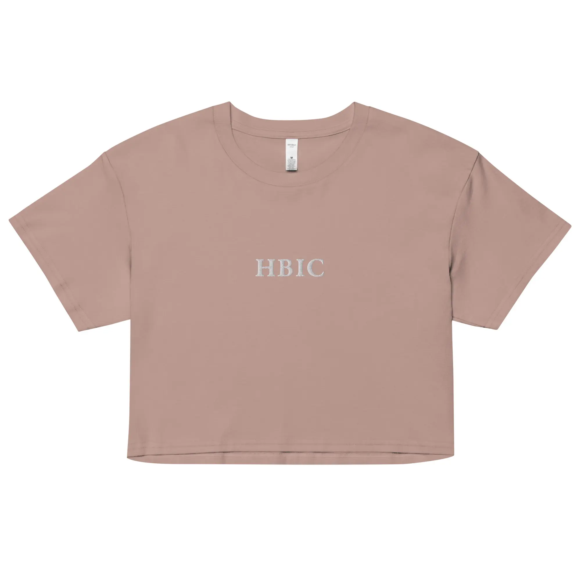 HBIC Embroidered Women’s crop top, Slightly Cropped Shirt sassy statement funny girl Cotton Crewneck embroidered tee