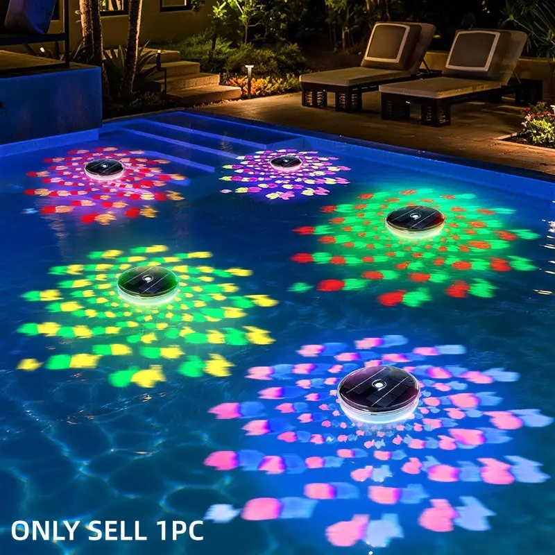 Floating Fish Projection LED Pool Light, Colorful Floating Fountain Lamp, Pool Solar Fountain, LED Lighted Fountain, Ideal for Bathtub, Pond, Disco Pool Party, LED Lights