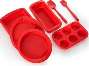 7 in 1 Nonstick Silicone Bakeware Set Baking Molds Heat Resistant Cake Pan BPA Free