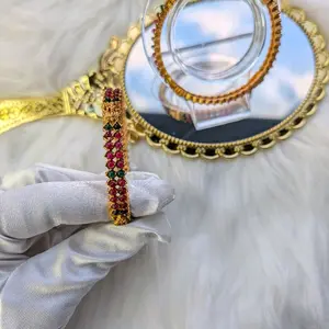 AUR062 - Ruby Green Traditional Bangles (2in a set)