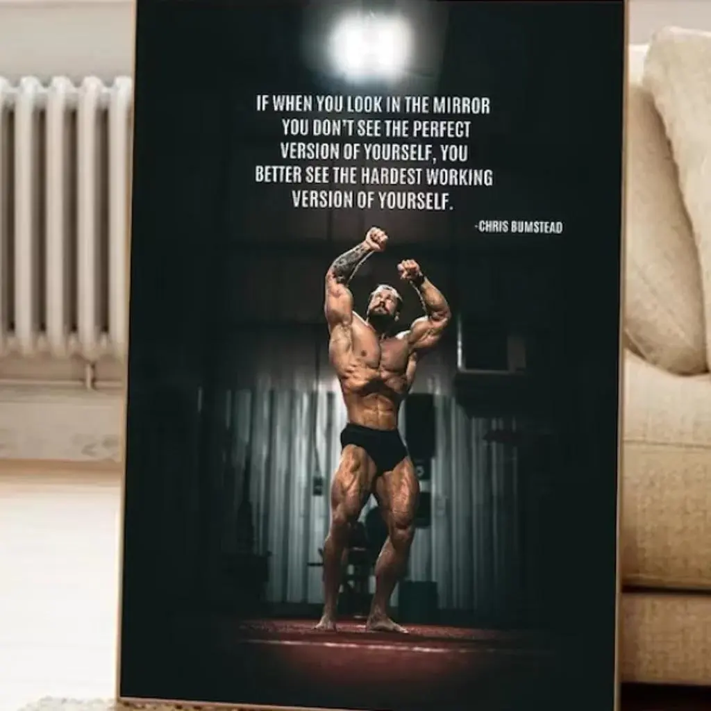 Chris Bumstead Gym Motivation Wall Poster - Bordered Unframed Vintage Art Rustic Classic Paper Prints, Room Home Decor Accessory, Shipped in Protective Tube