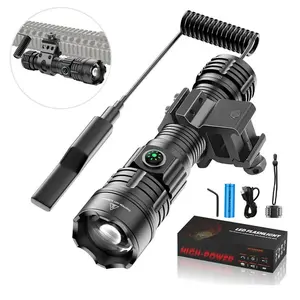 USB Rechargeable LED Flashlight for Men, Outdoor Tactical Flashlight with Sliding Rail Clip, Professional Lighting for Daily & Special Patrol Search & Rescue