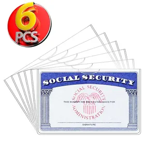 6 Pack Waterproof Social Security Card Protector Sleeves/New Medicare Card Protector Sleeve/Credit Card Holder,24 Mil Soft Clear Card Sleeves for Waterproof SSN Card Protector/Credit Card Cover