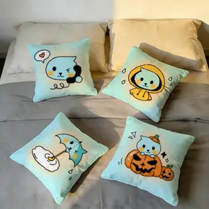 Kwaii Anime Q-Qoo Cushion Cover Anti-Dust Mite Short Plush Pillowcase, Invisible Zipper, Silky Soft & Skin‑friendly, Comfortable Sofa Cushion Cover for Bedroom Living Room Home Decor, Durable Washable Throw Pillow Case