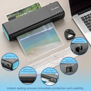 Fast-Preheat Sealing Machine, Laminate Machine, Laminator Set, 90s Quick Heating, 300mm/min Speed, Includes Corner Rounder & Paper Cutter, Ideal for Home School Office Use