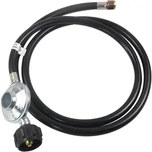 North American Universal Qcc1 Type Propane Regulator, Low Pressure Valve for Gas Grills, Heaters, Fire Pits, 5ft Lpg Hose with 3/8 Inch Female Thread, Gas Connection