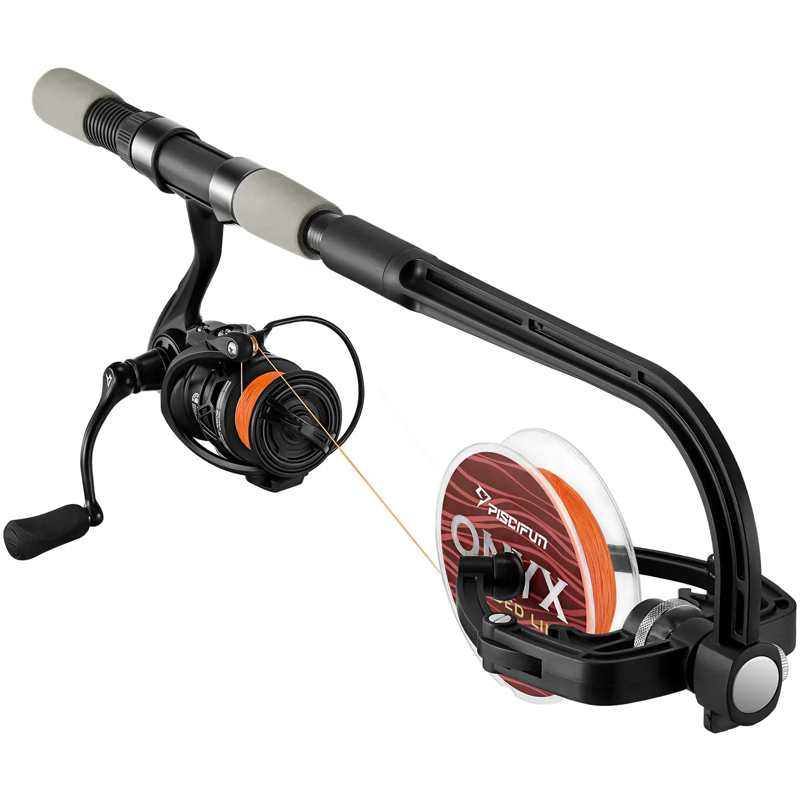 Piscifun Speed Fishing Line Spooler - Easy Re-spooling Tool for Casting & Spinning Reels, Eliminates Line Twist, High Strength Graphite Frame, 0.9cm Bushing, 1-Year Warranty Respool