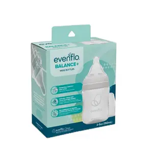 Evenflo Balance Wide Neck Baby Bottles Clear and White 5oz, 2 Count - Pack of 2